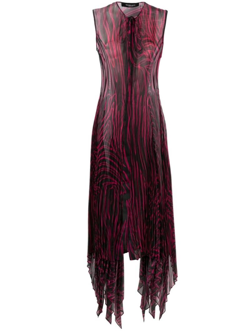 Versace abstract-print plissé dress - Black von Versace