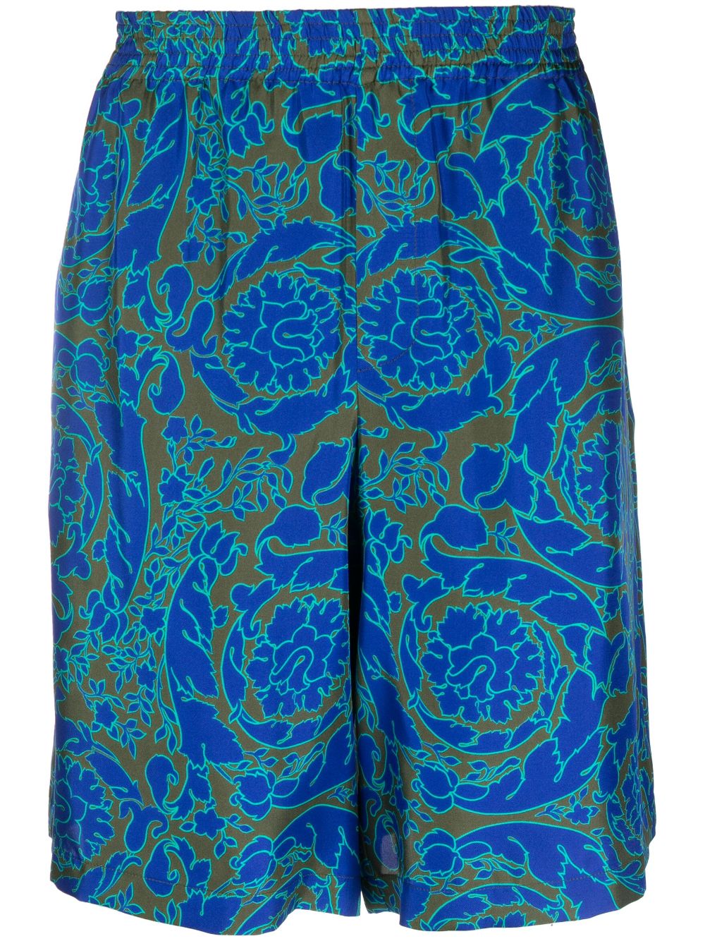 Versace abstract-print silk shorts - Blue von Versace