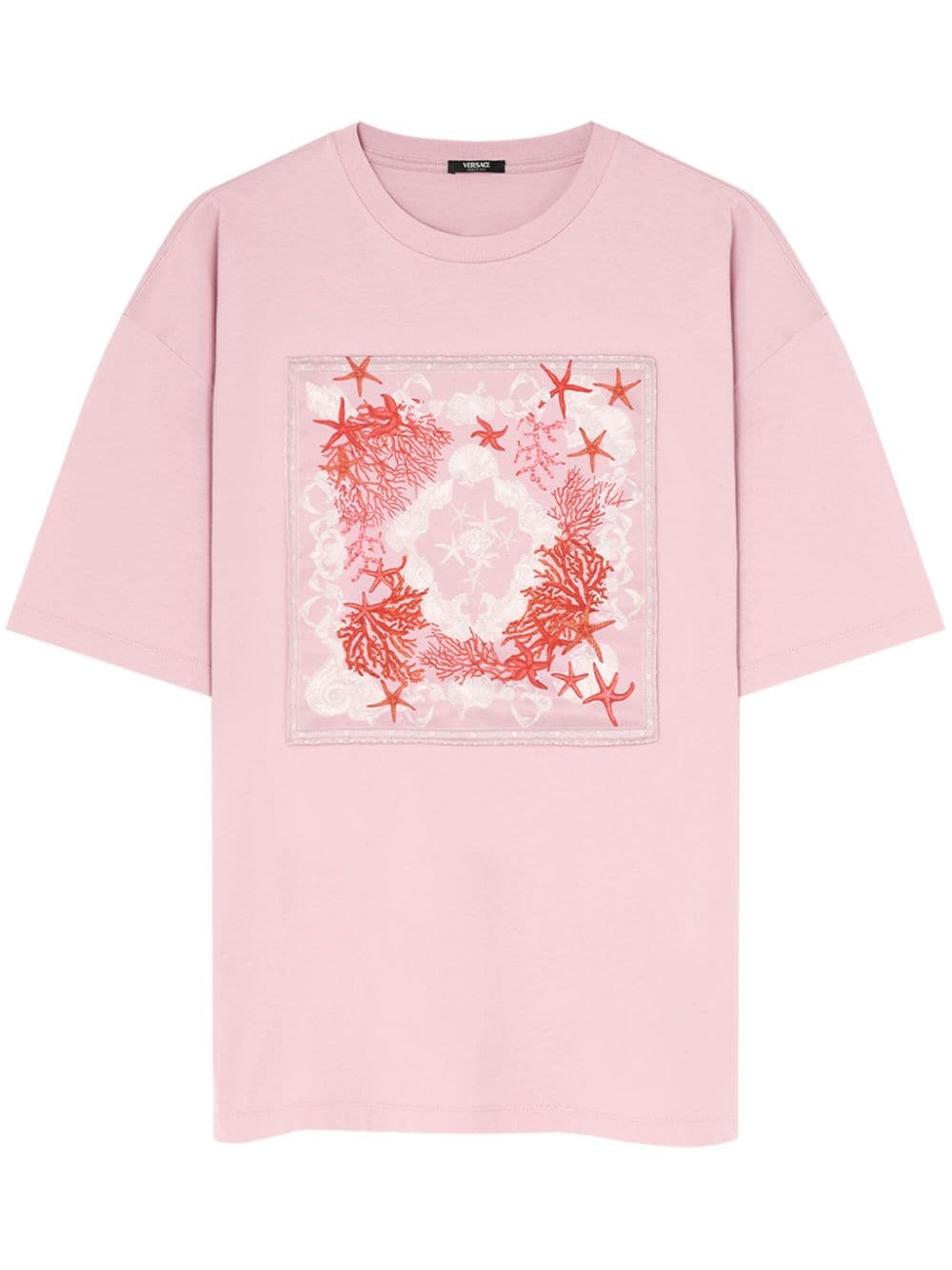 Versace appliqué-detail drop-shoulder T-shirt - Pink von Versace