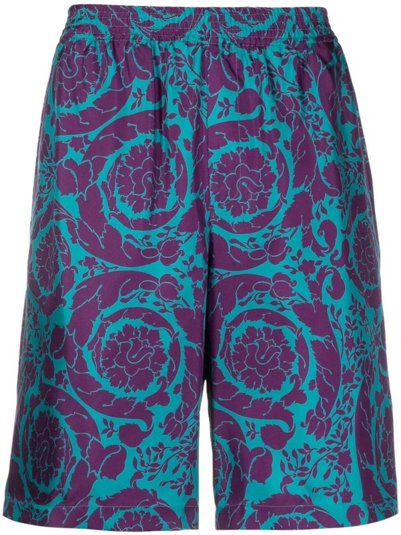 Versace baroque embroidered shorts - Blue von Versace