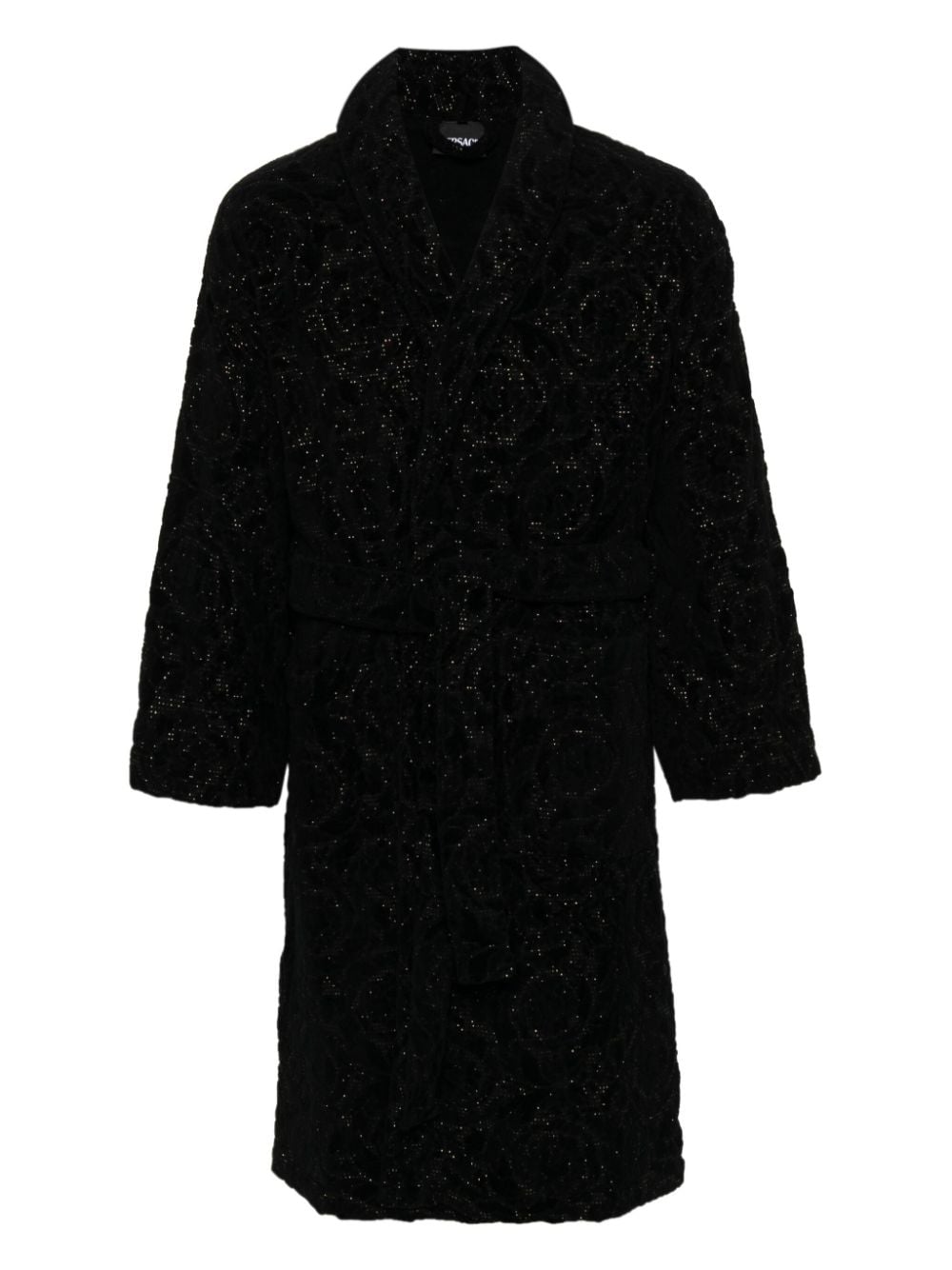 Versace baroque-jacquard cotton blend robe - Black von Versace