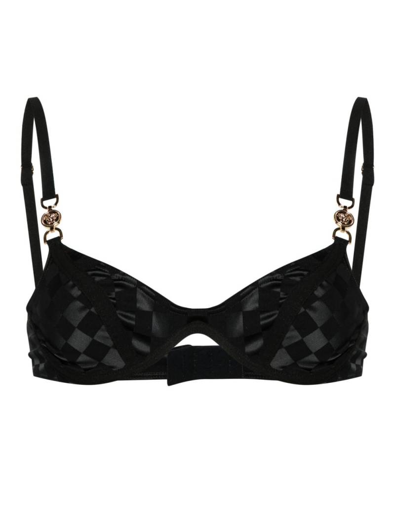 Versace checkerboard-print underwire balconette bra - Black von Versace