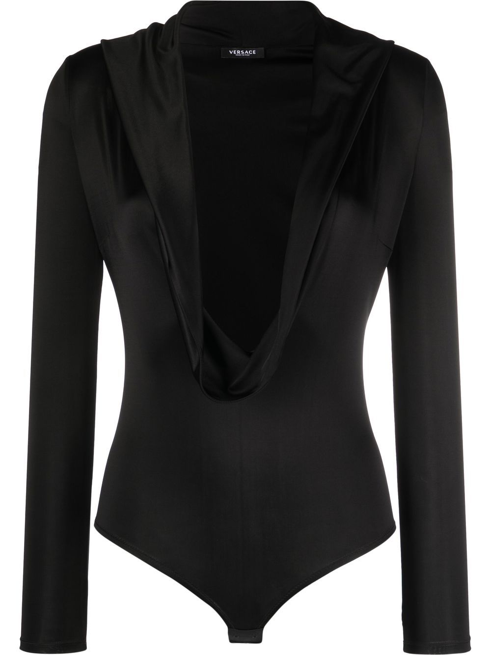 Versace cowl-neck long-sleeved bodysuit - Black von Versace