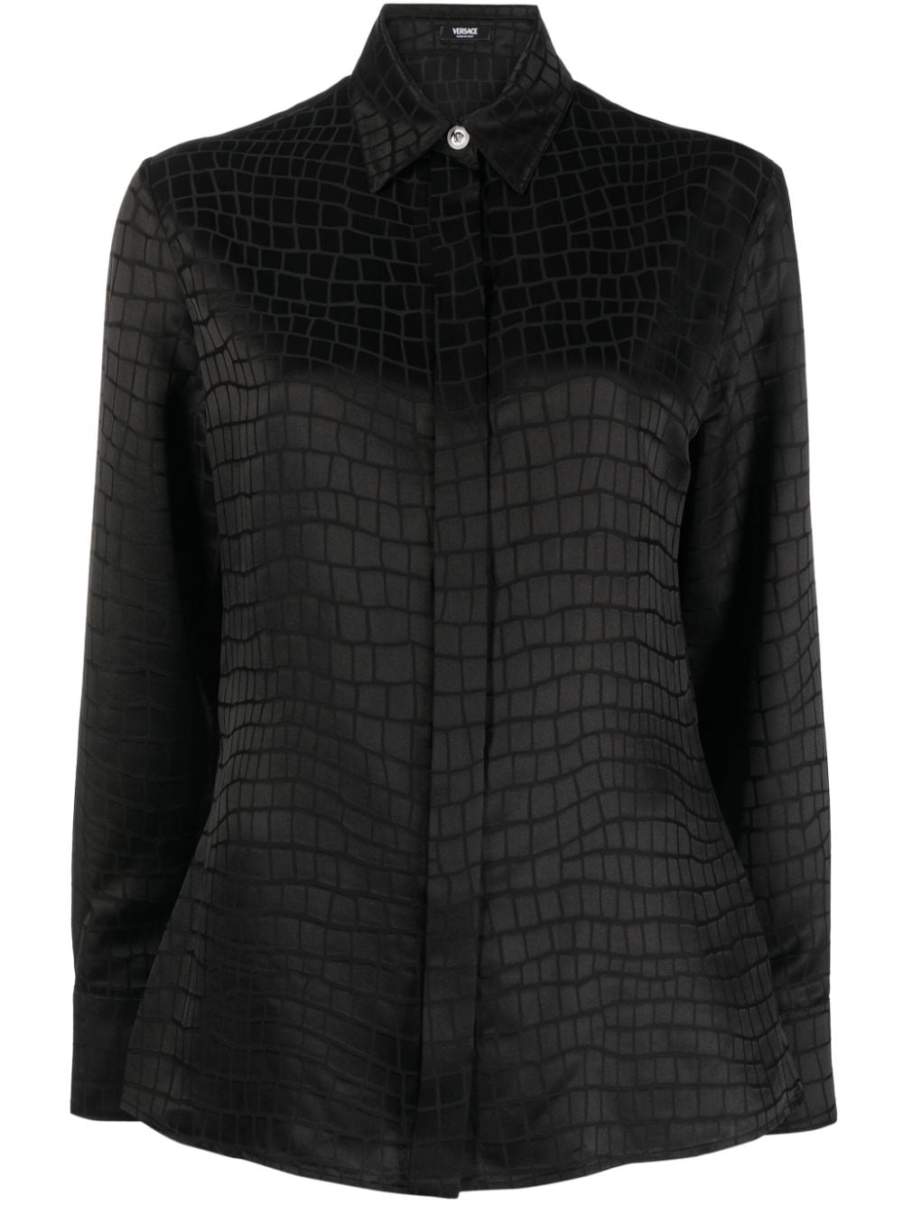 Versace croc-devoré button-down shirt - Black von Versace