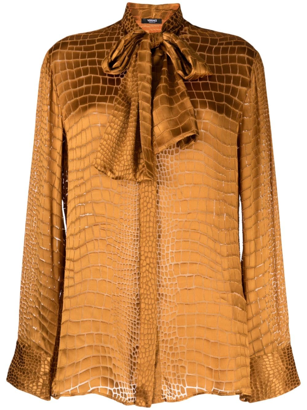 Versace croc-effect scarf-tie shirt - Orange von Versace