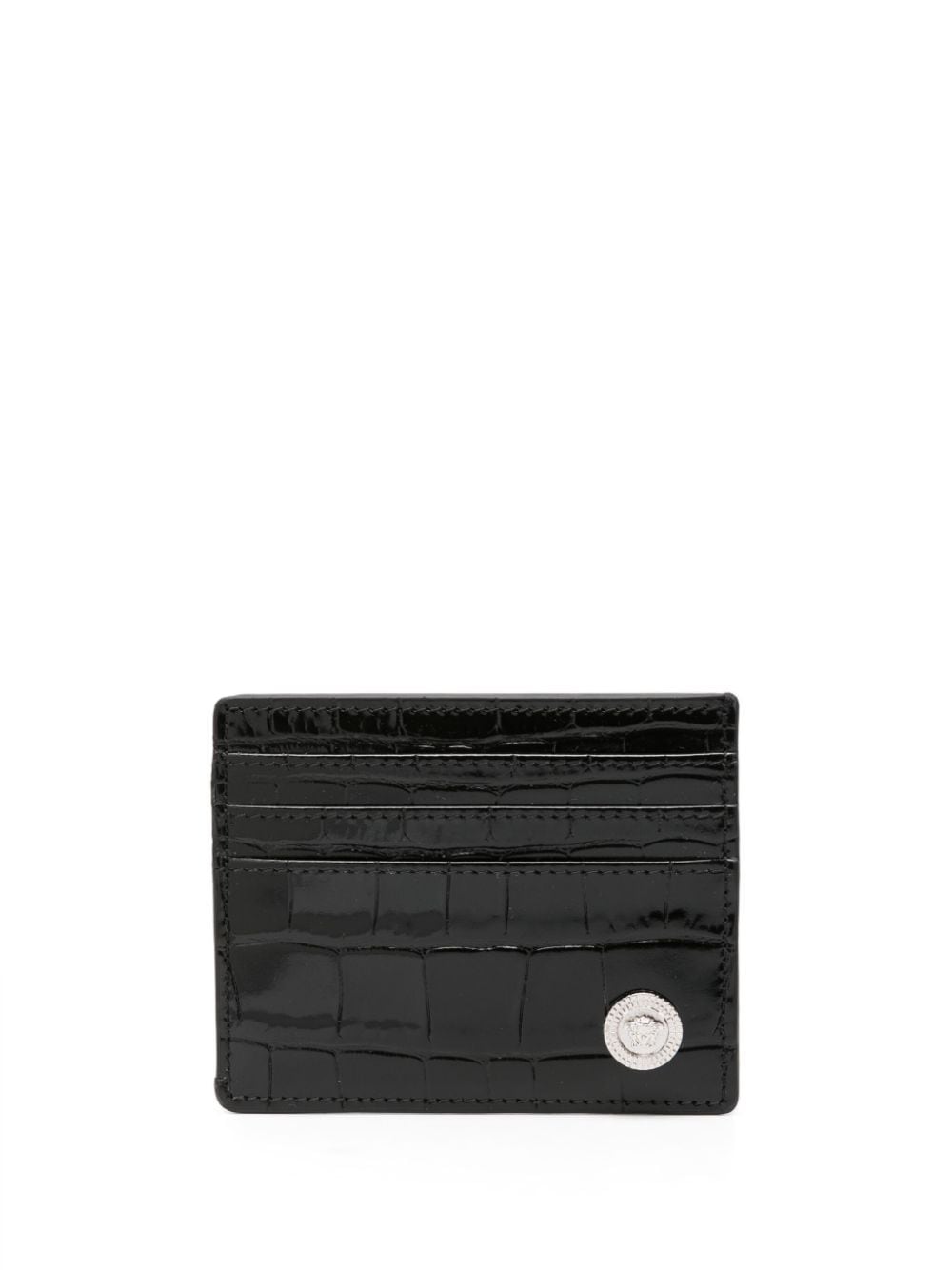 Versace crocodile-effect leather cardholder - Black von Versace