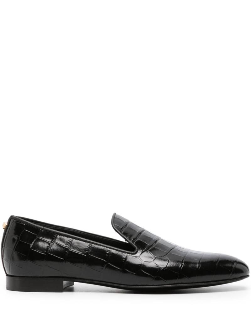 Versace crocodile-effect leather loafers - Black von Versace