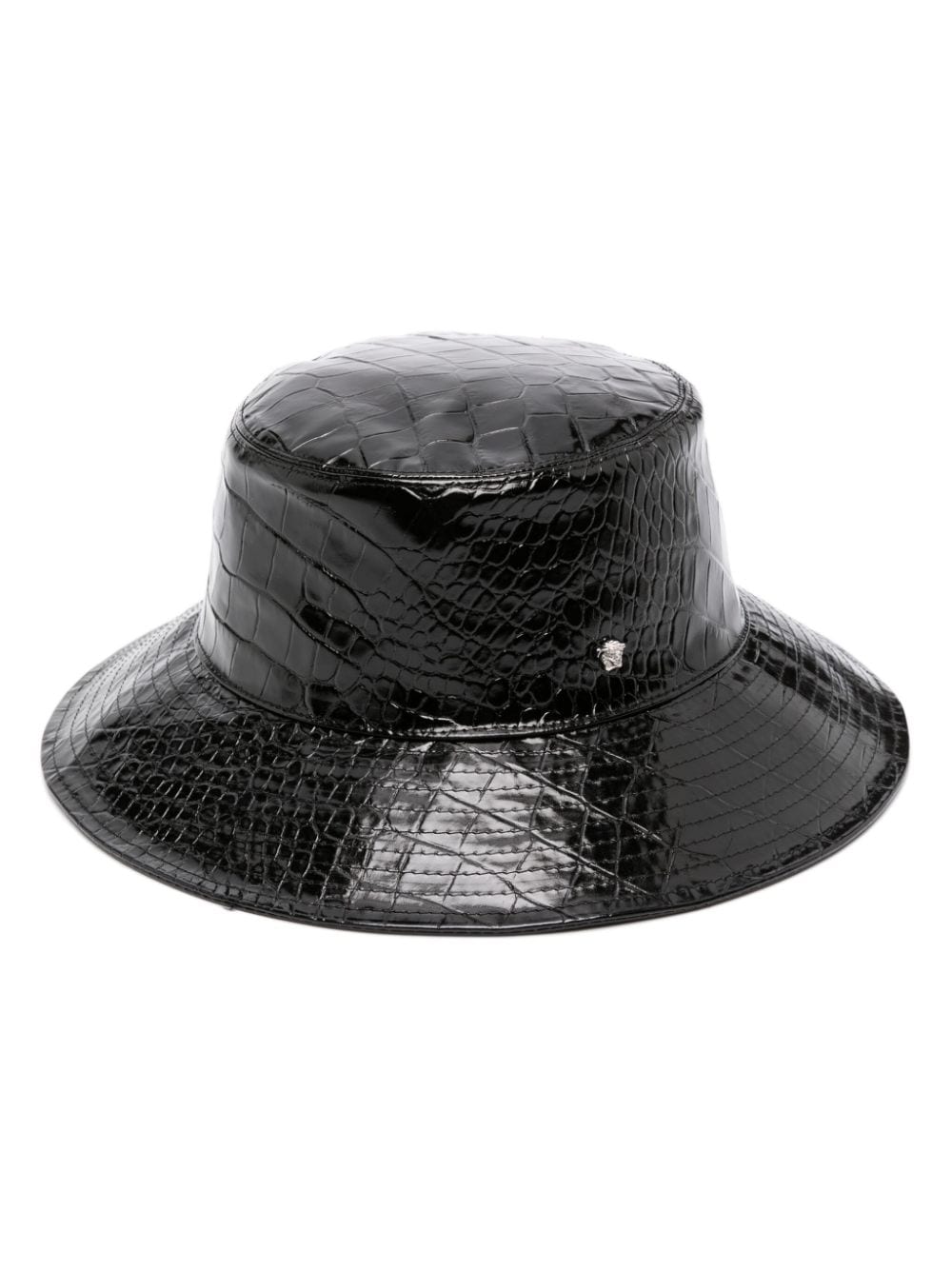 Versace crocodile-embossed leather bucket hat - Black von Versace