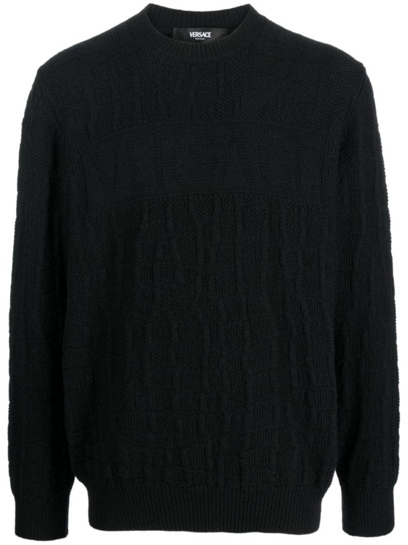 Versace crocodile-pattern cable-knit jumper - Black von Versace