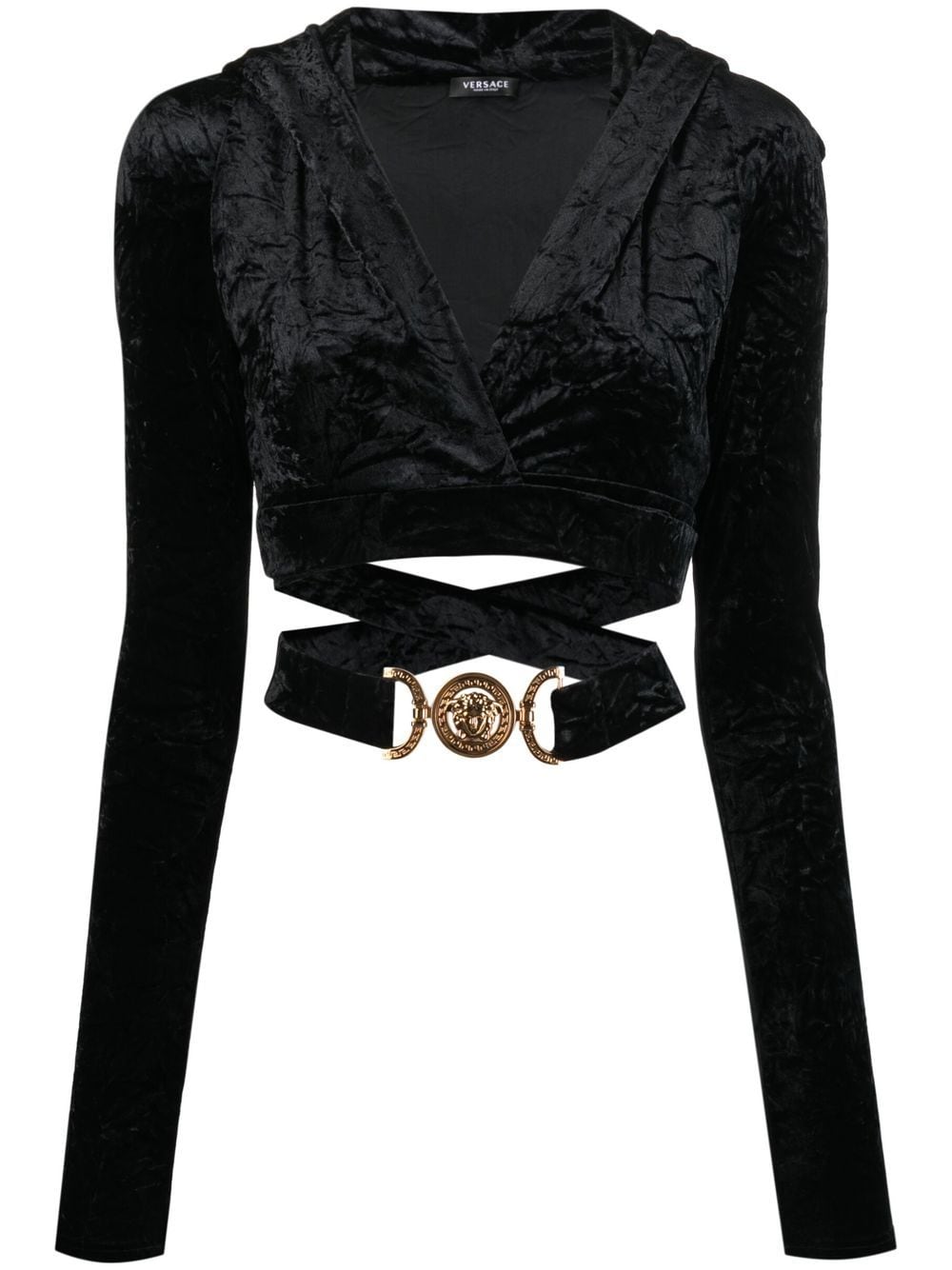 Versace crossover velvet-finish top - Black von Versace