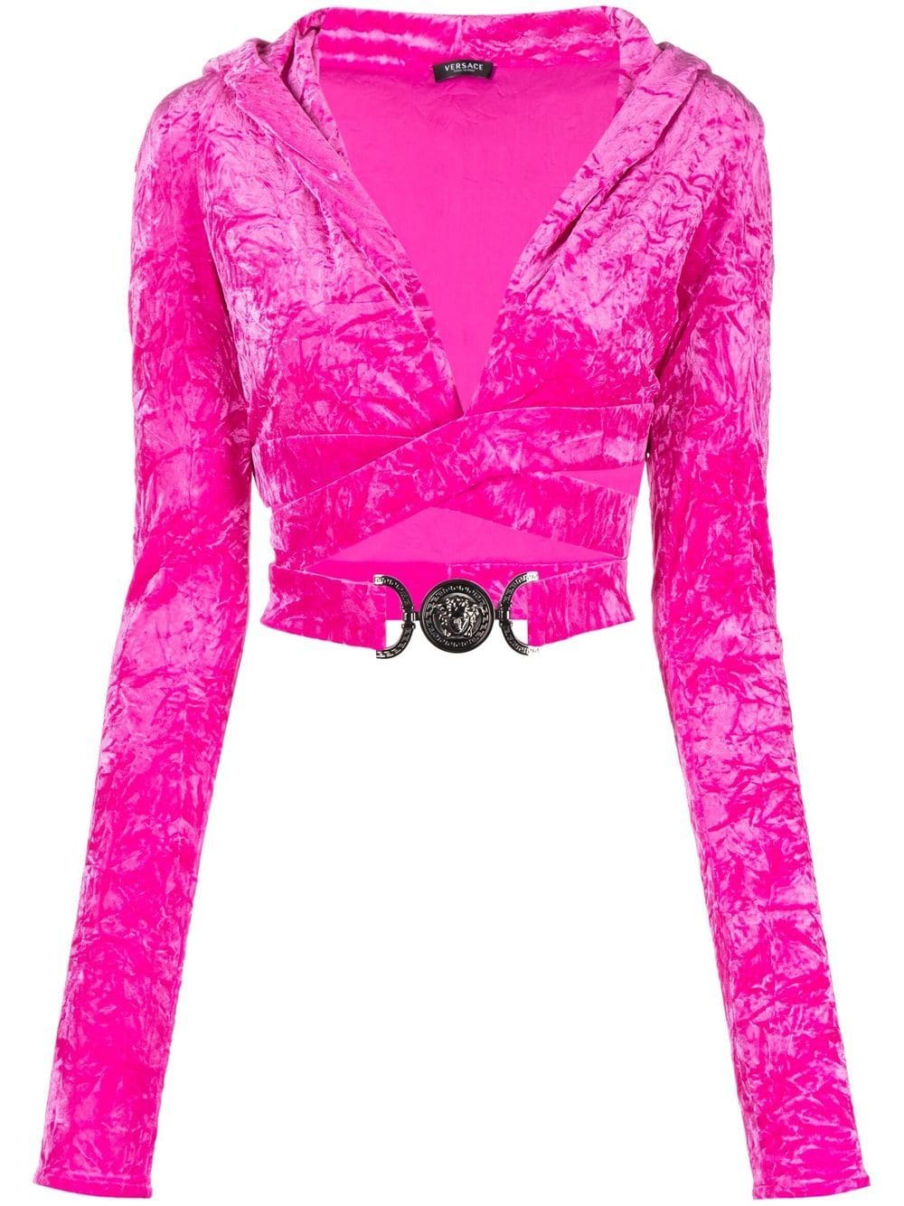 Versace crossover velvet-finish top - Pink von Versace