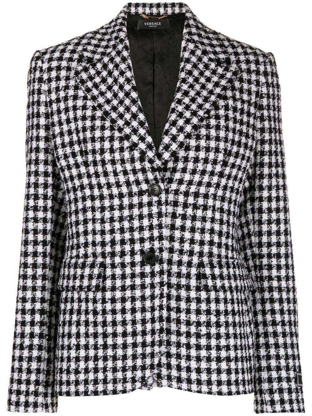 Versace dogtooth single-breasted tweed blazer - Black von Versace