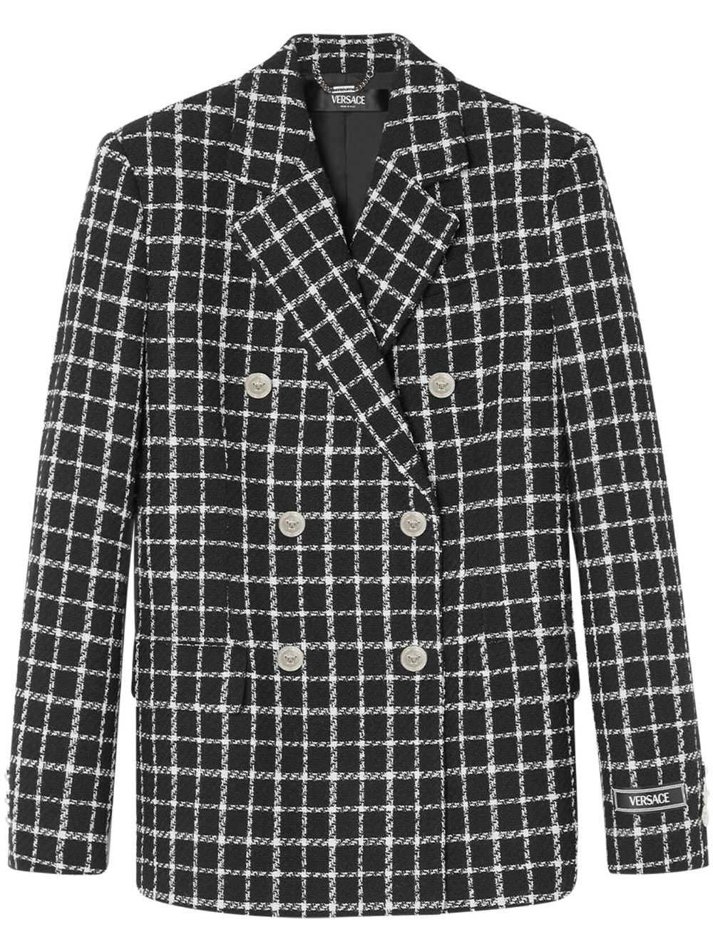 Versace double-breasted tweed blazer - Black von Versace