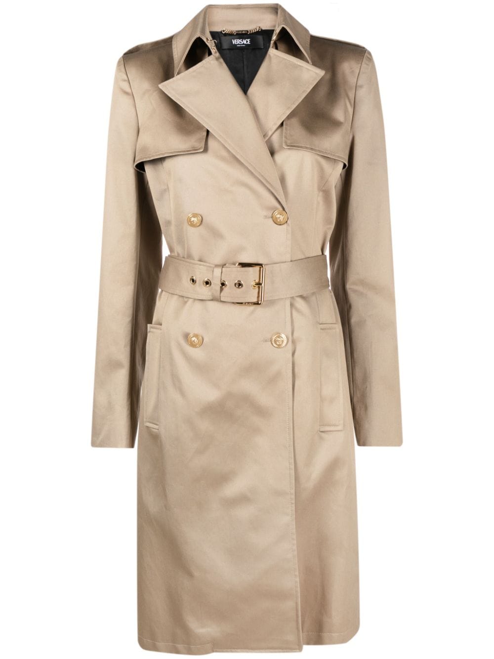 Versace double-breasted cotton trench coat - Neutrals von Versace