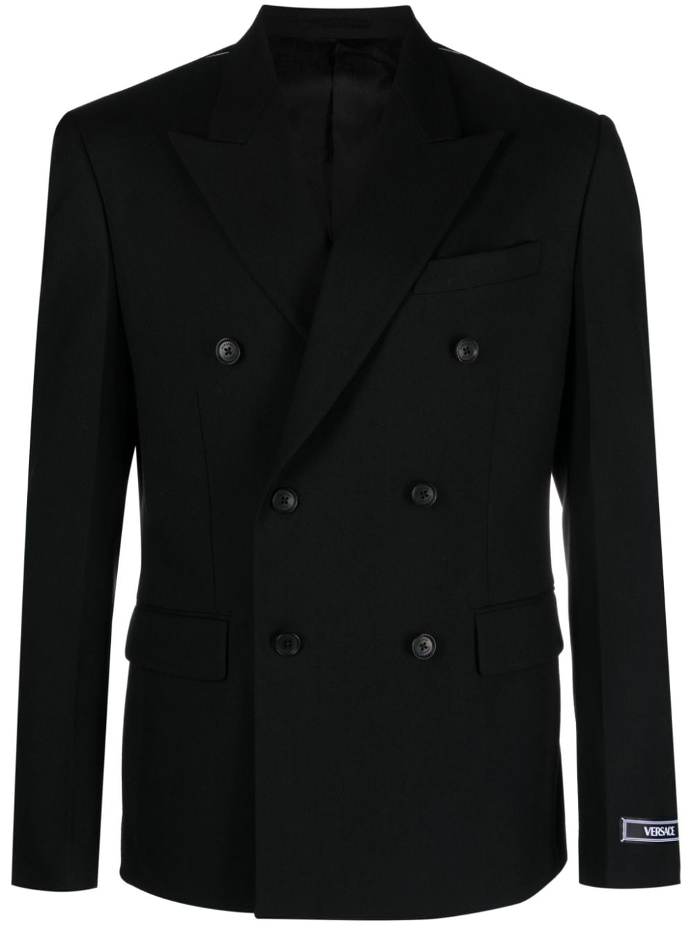 Versace double-breasted virgin wool blazer - Black von Versace