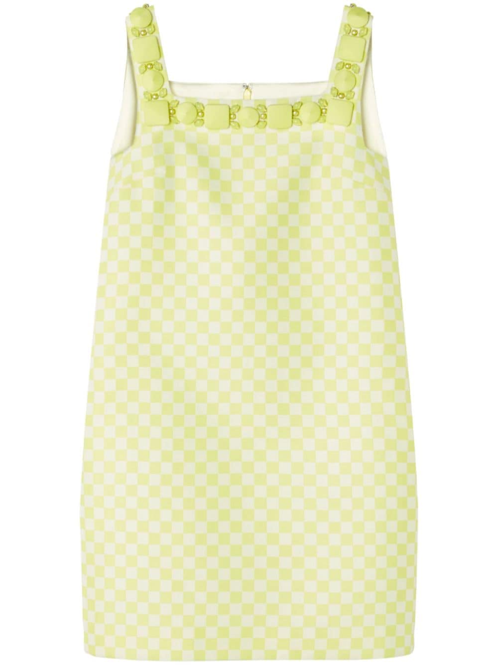 Versace embellished check-pattern dress - Yellow von Versace