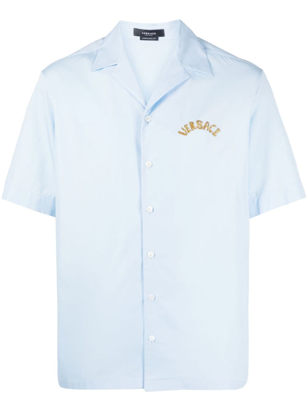 Versace embroidered-logo cotton shirt - Blue von Versace