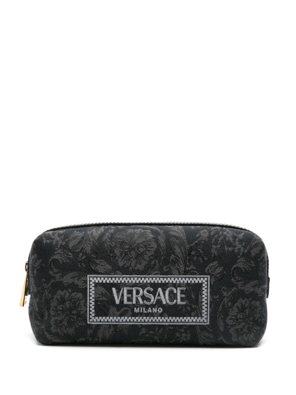 Versace embroidered-logo jacquard toiletry bag - Black von Versace