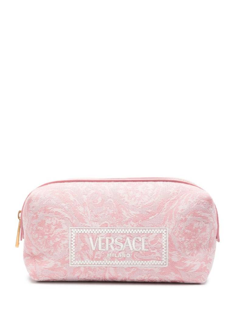 Versace embroidered-logo jacquard toiletry bag - Pink von Versace