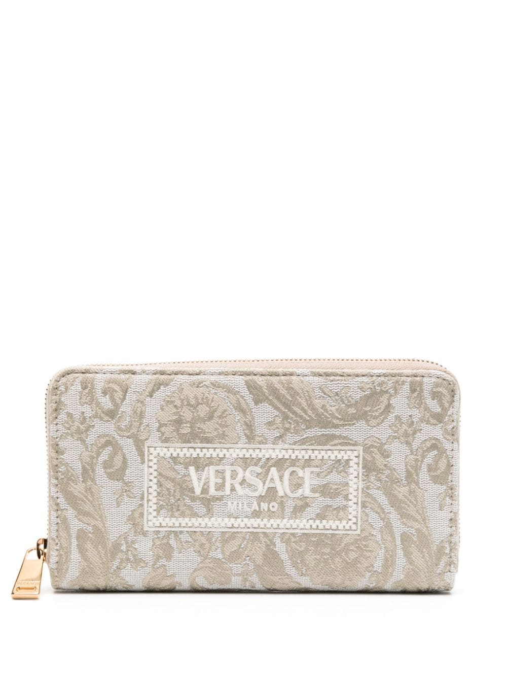 Versace embroidered-logo jacquard wallet - Neutrals von Versace