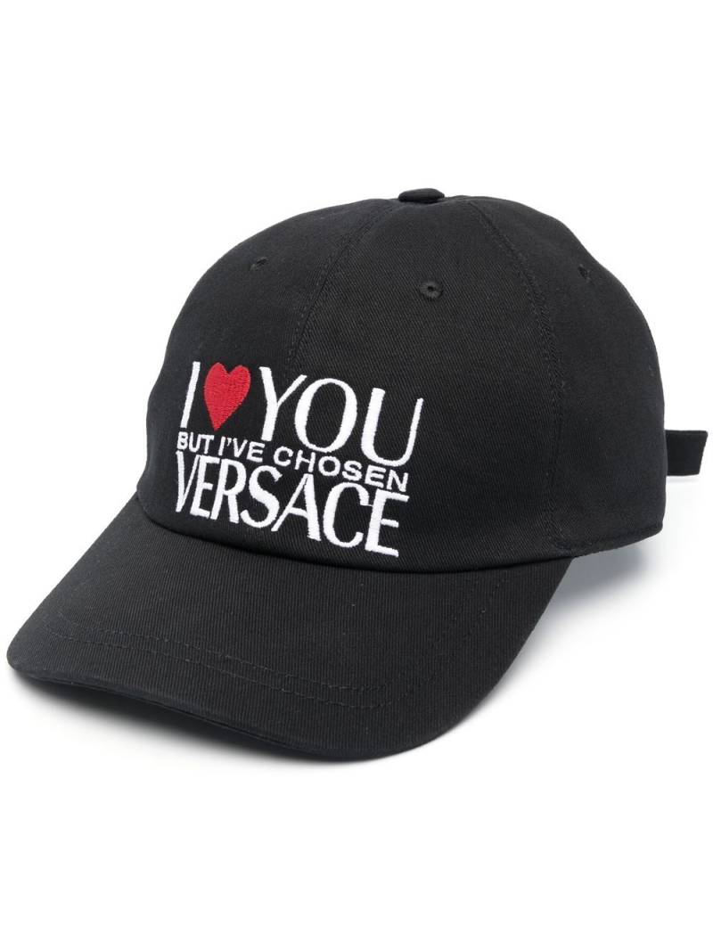 Versace embroidered slogan cap - Black von Versace