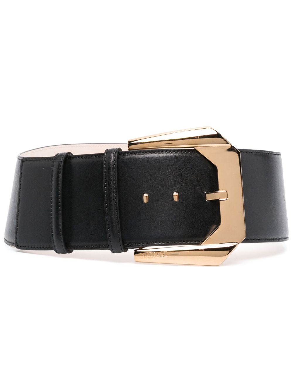 Versace engraved-logo leather belt - Black von Versace