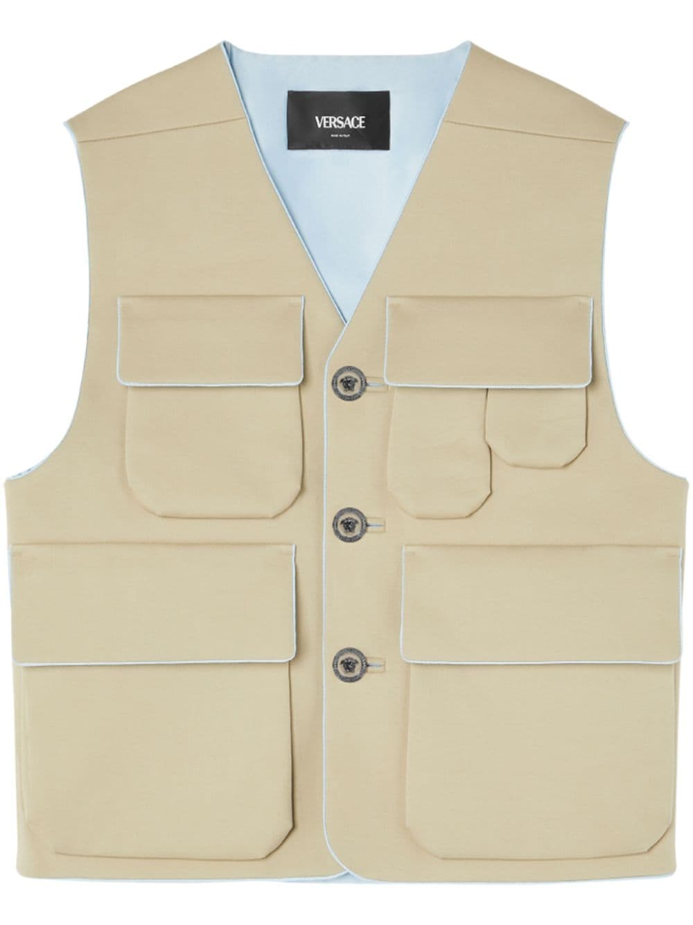 Versace Bonded Gabardine cargo vest - Neutrals von Versace