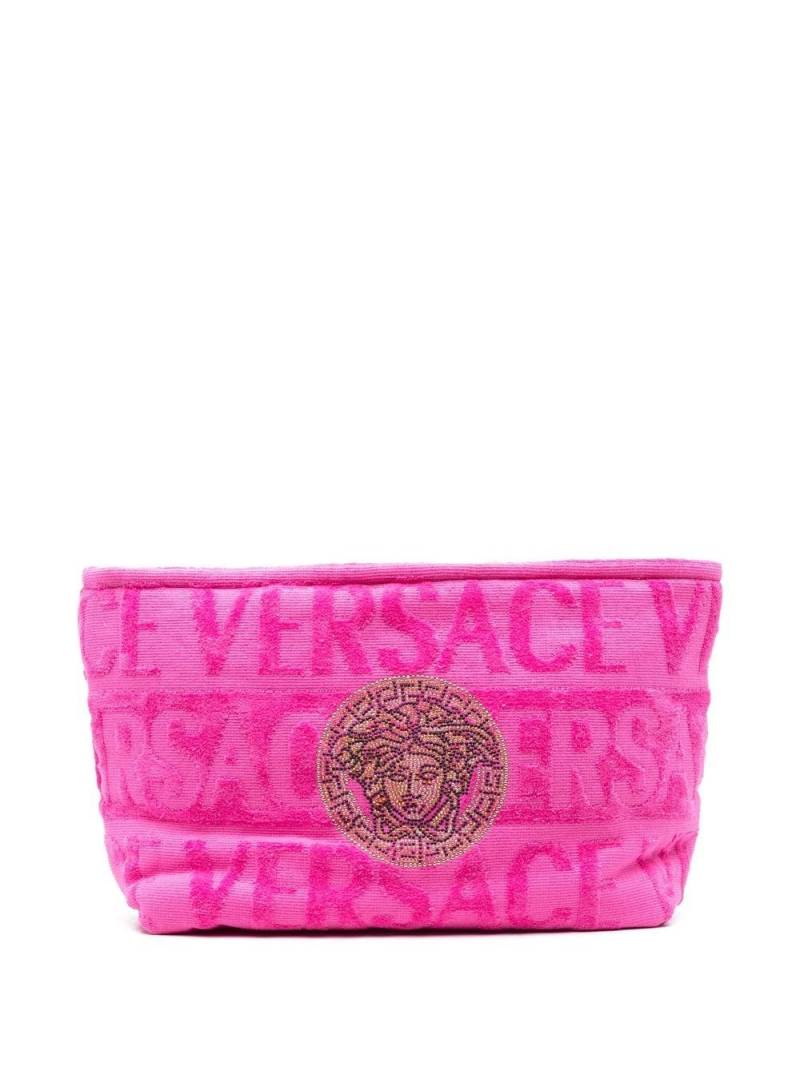 Versace flocked-logo wash bag - Pink von Versace