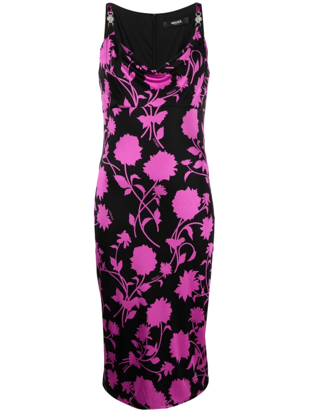 Versace floral-print jersey midi dress - Black von Versace