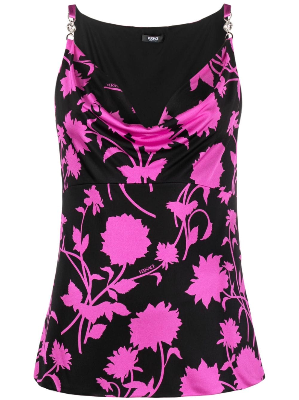 Versace floral-print cowl-neck top - Black von Versace