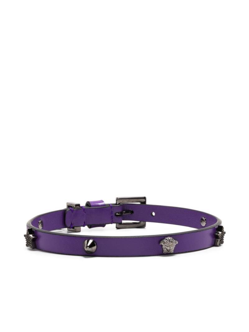 Versace gem-logo leather choker - Purple von Versace