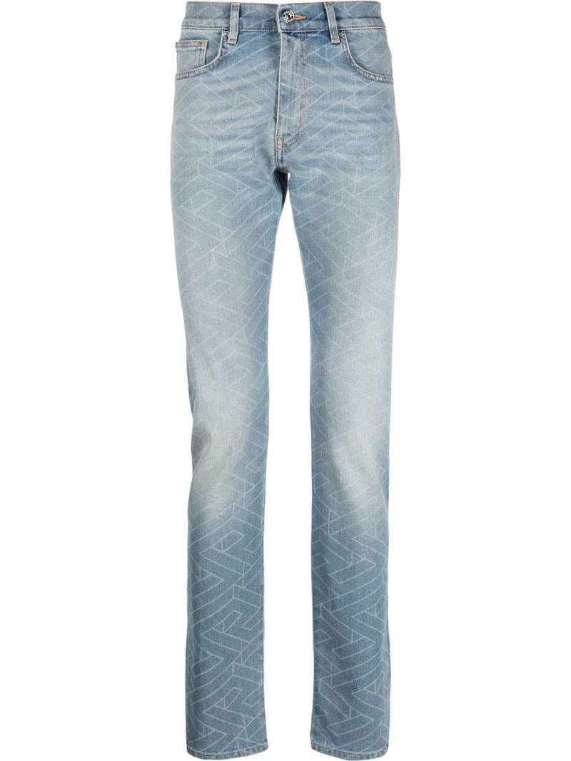 Versace geometric-print washed jeans - Blue von Versace