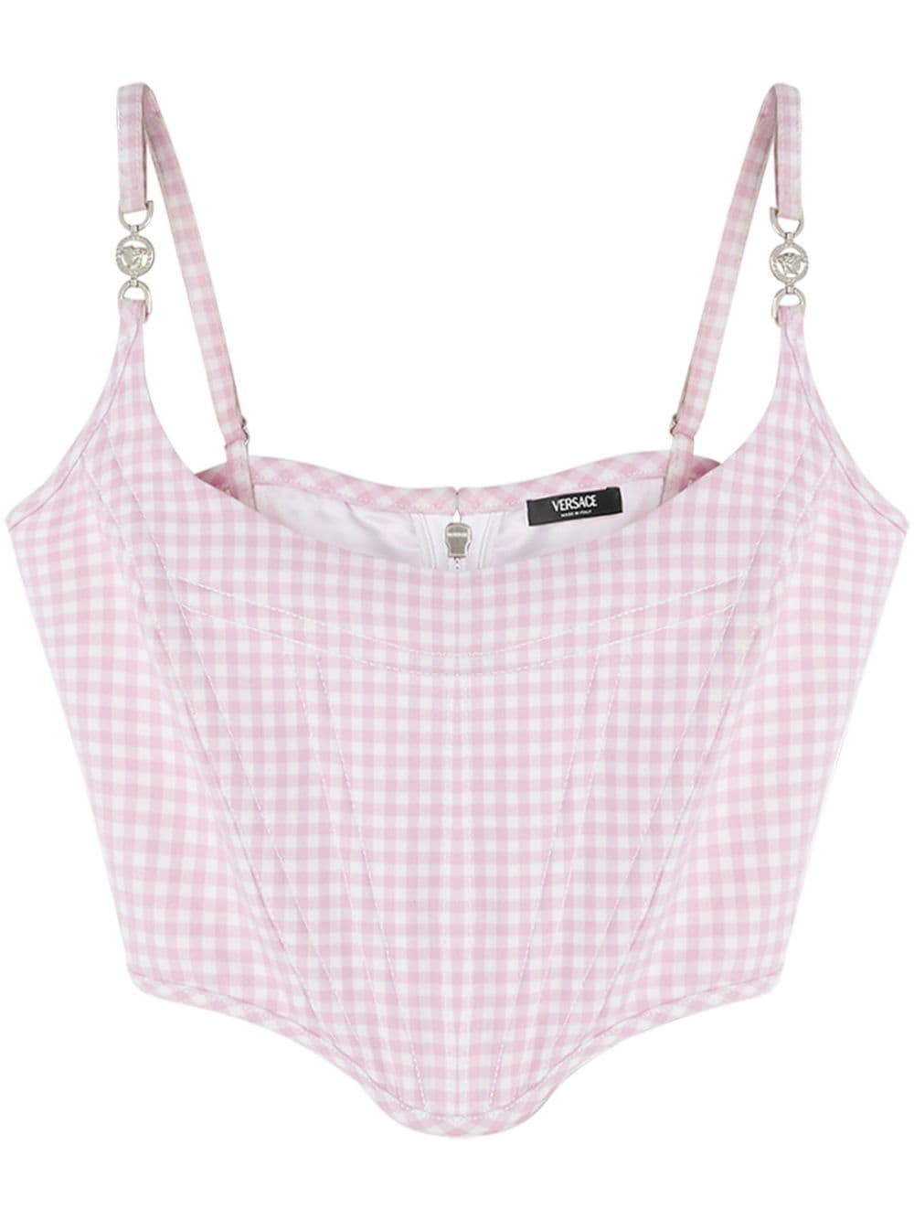 Versace gingham-print corset top - Pink von Versace