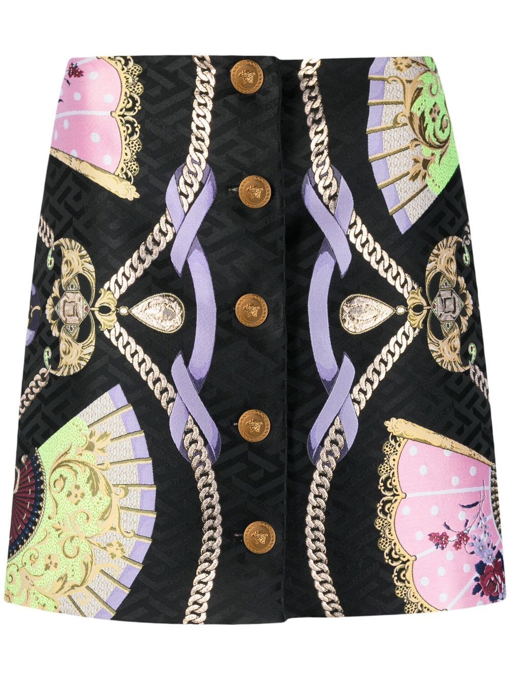 Versace graphic-print Medusa Head button skirt - Black von Versace