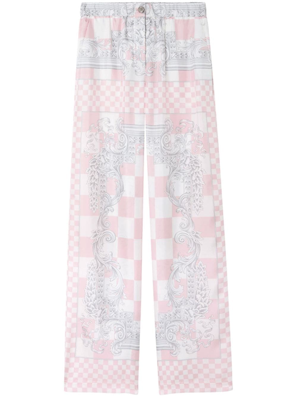 Versace graphic-print silk flared trousers - Pink von Versace