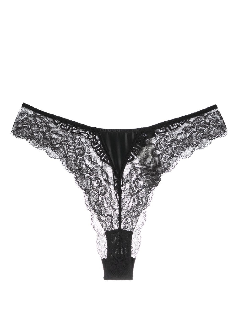 Versace high-cut lace-panelled thongs - Black von Versace