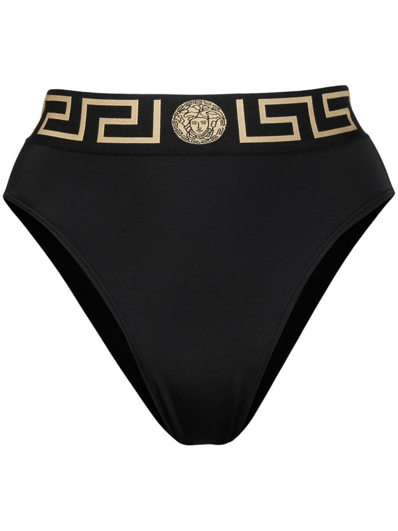 Versace Greca Border high-waisted bikini bottoms - Black von Versace