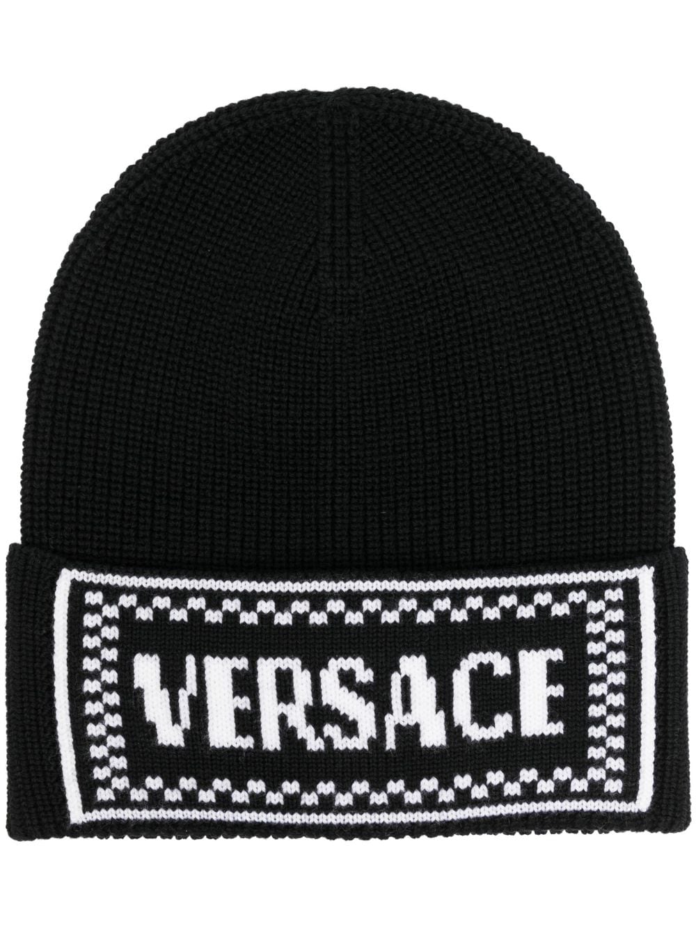 Versace intarsia-knit logo beanie - Black von Versace