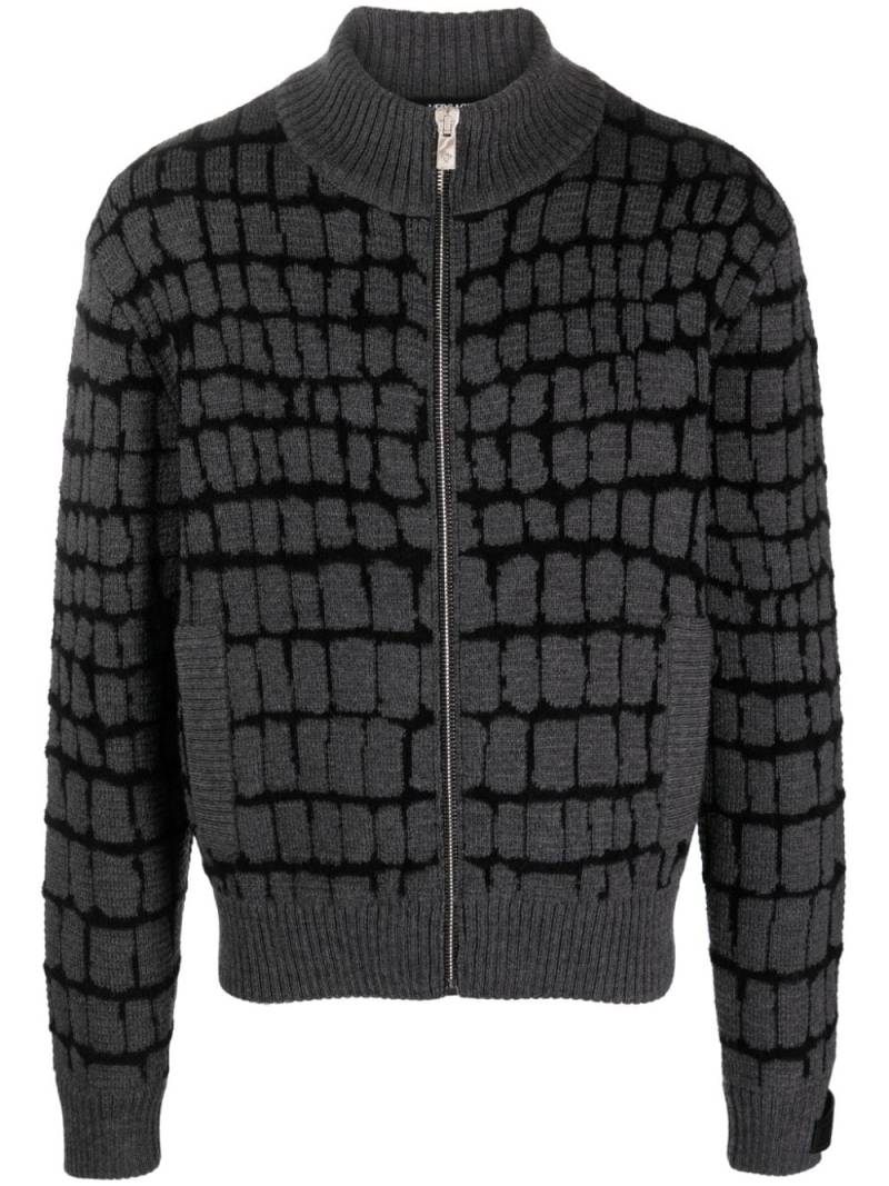 Versace crocodile-jacquard zip-up sweatshirt - Grey von Versace