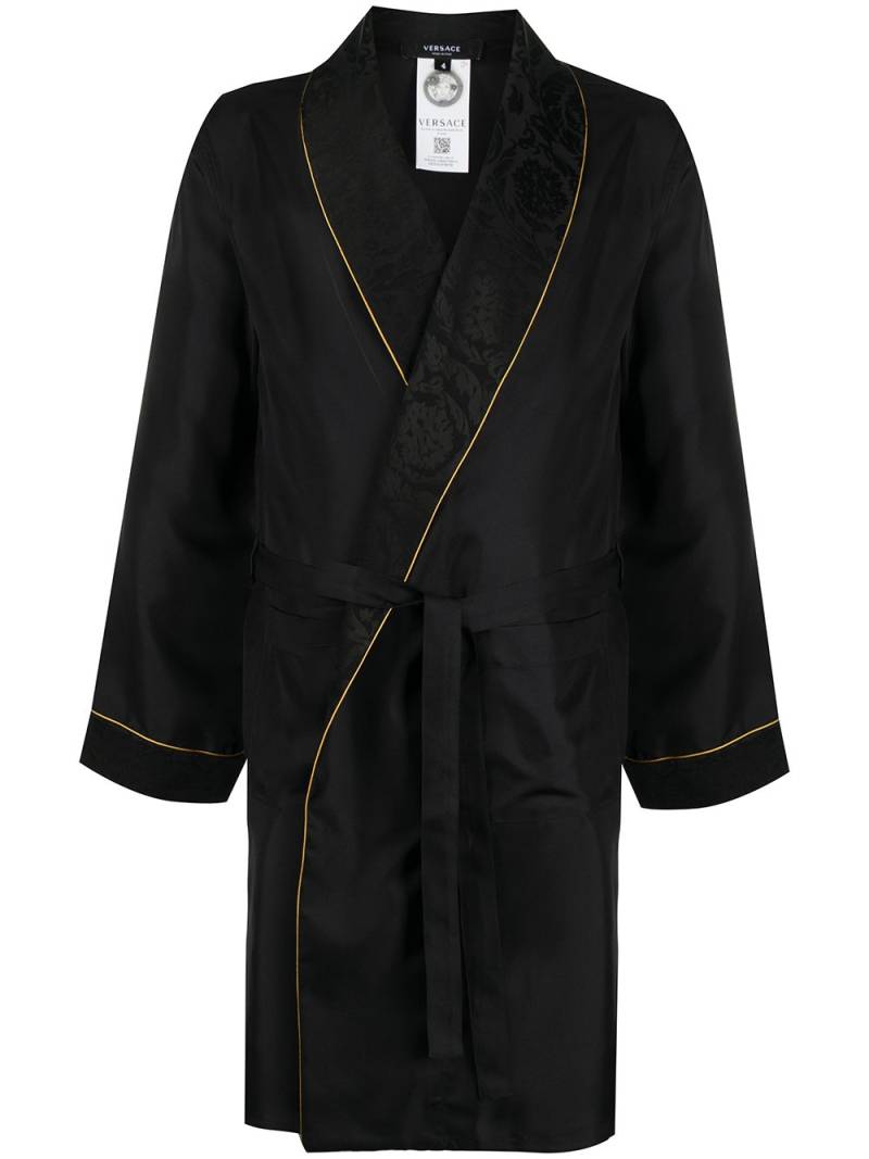 Versace jacquard silk robe - Black von Versace