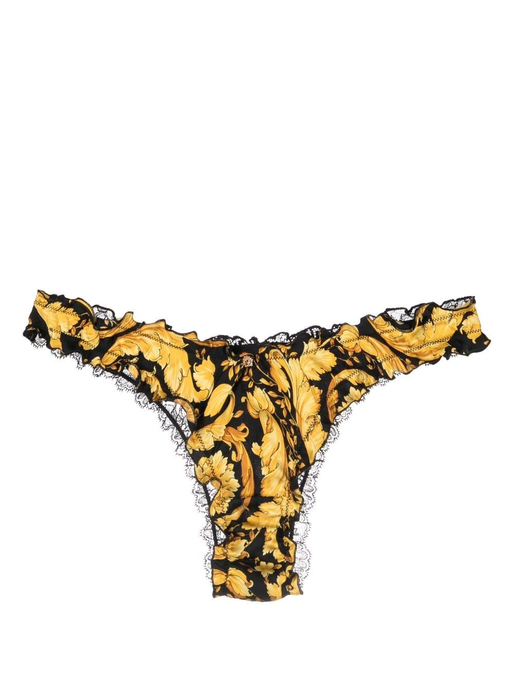 Versace lace-panel silk thong - Yellow von Versace