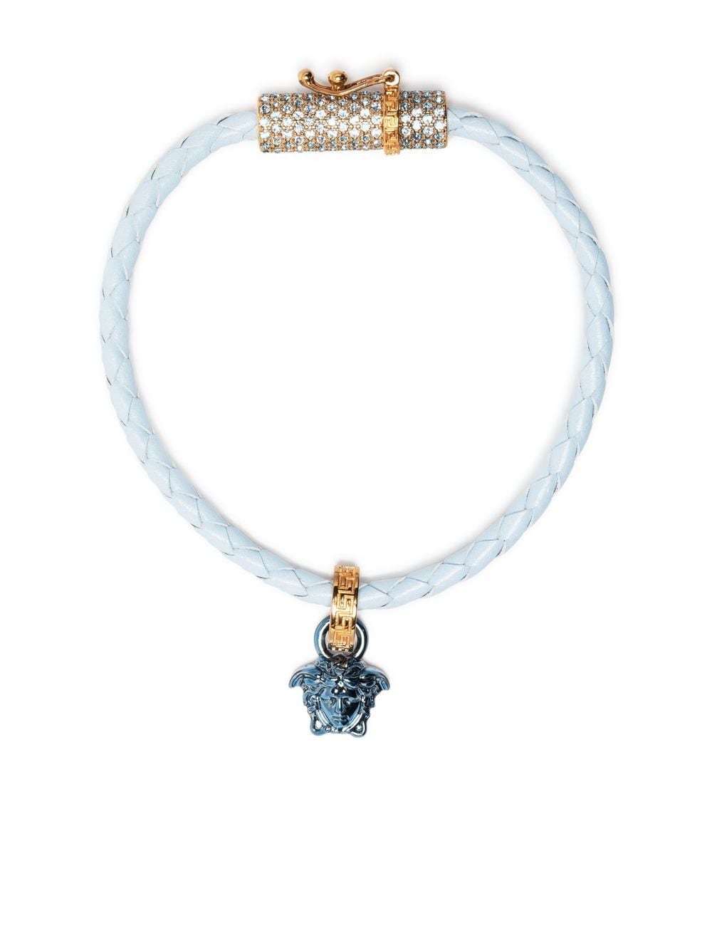 Versace leather crystal-embellished bracelet - Blue von Versace