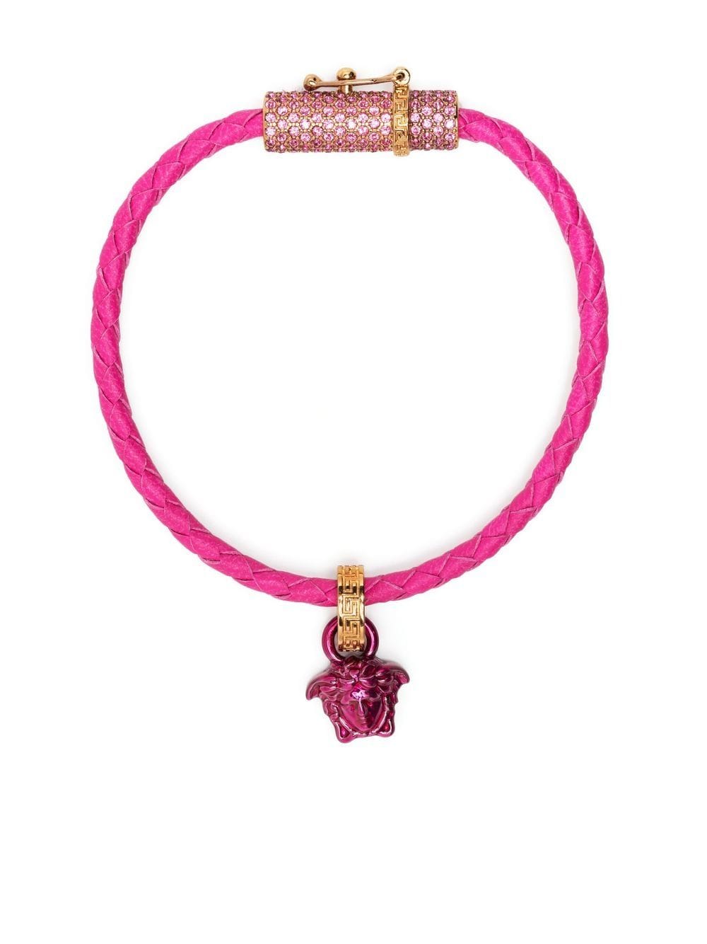 Versace leather crystal-embellished bracelet - Pink von Versace