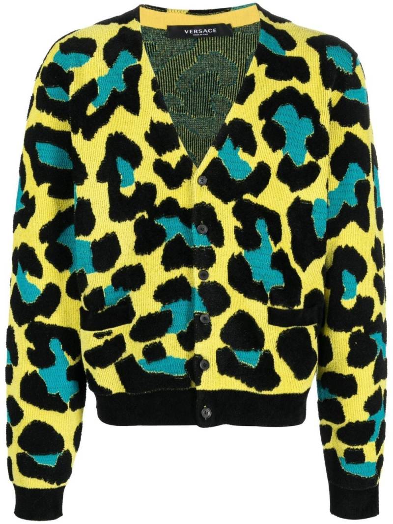 Versace leopard-print V-neck cardigan - Black von Versace