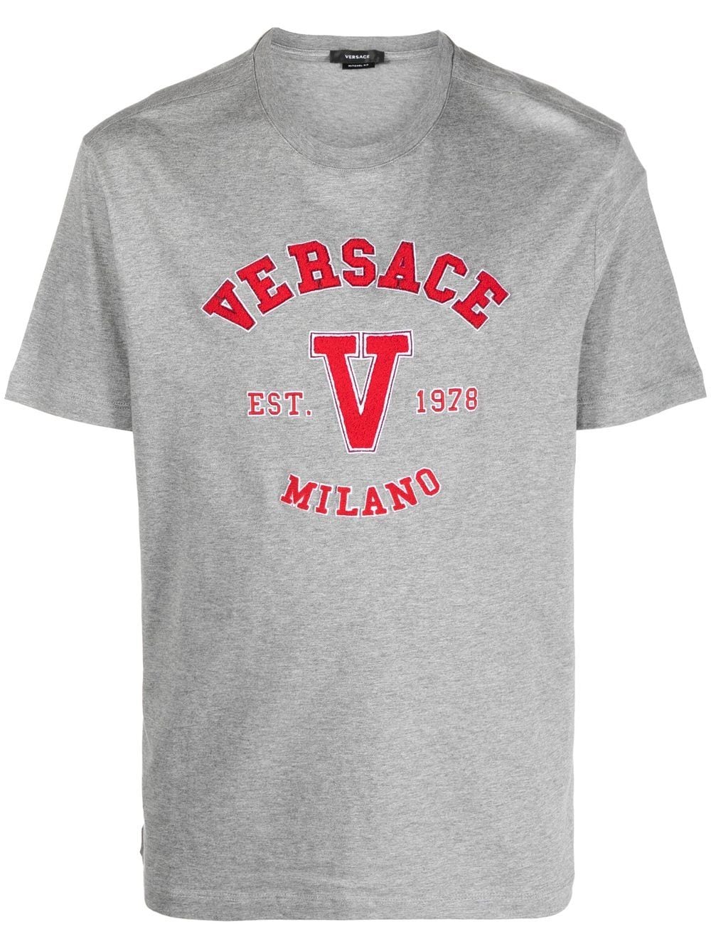 Versace logo appliqué T-Shirt - Grey von Versace