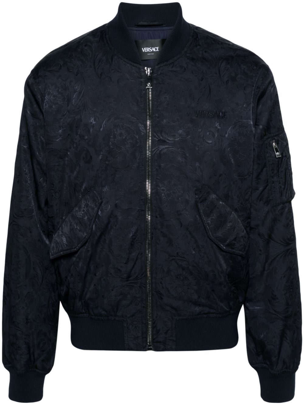 Versace logo-embroidered cotton bomber jacket - Blue von Versace