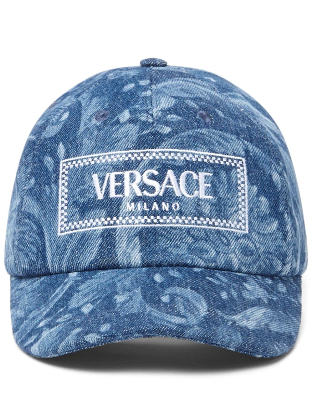 Versace logo-embroidered cotton cap - Blue von Versace