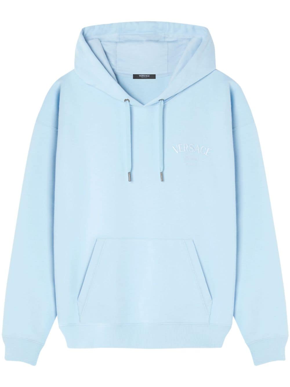 Versace logo-embroidered cotton hoodie - Blue von Versace