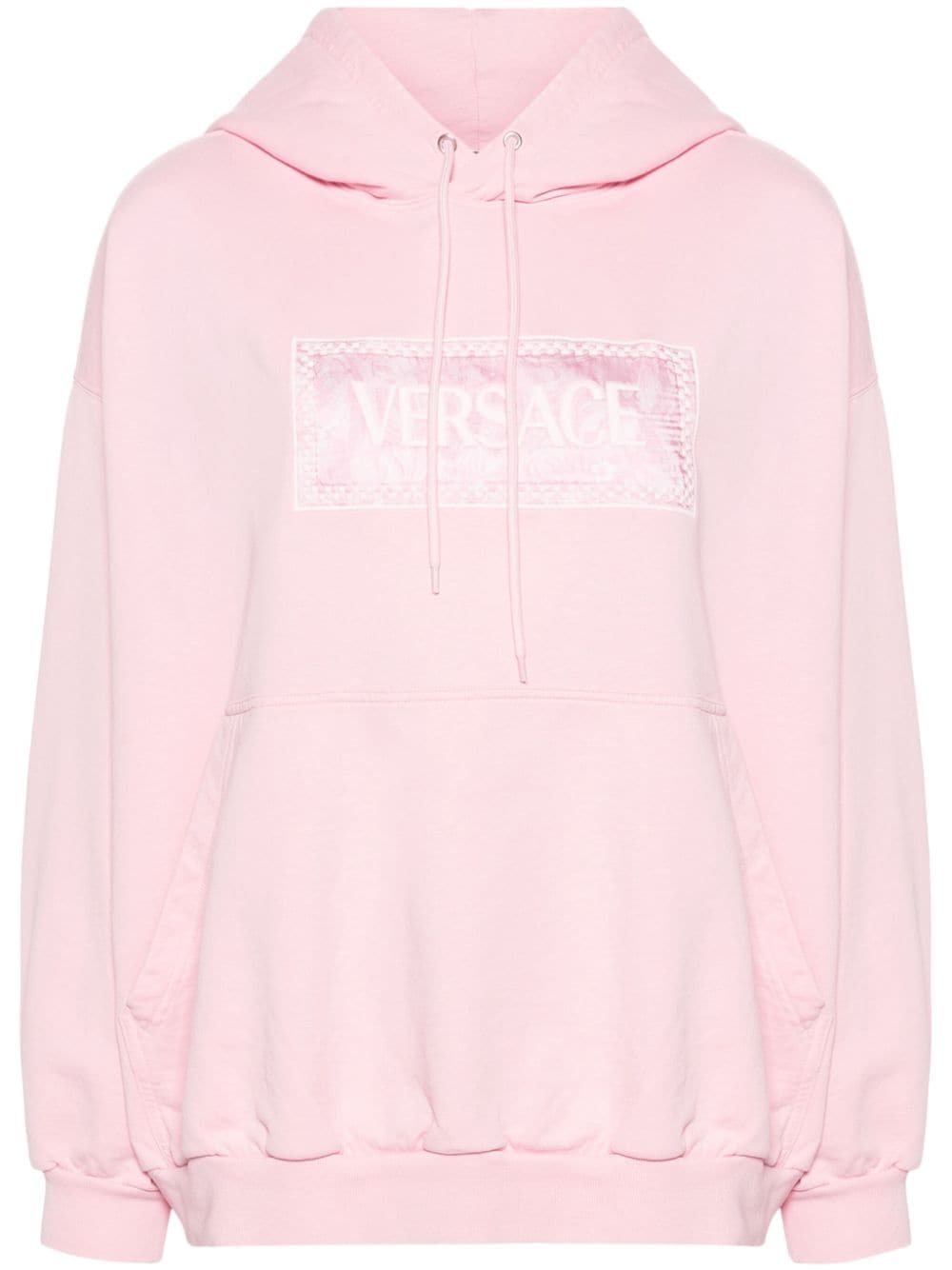 Versace logo-embroidered cotton hoodie - Pink von Versace