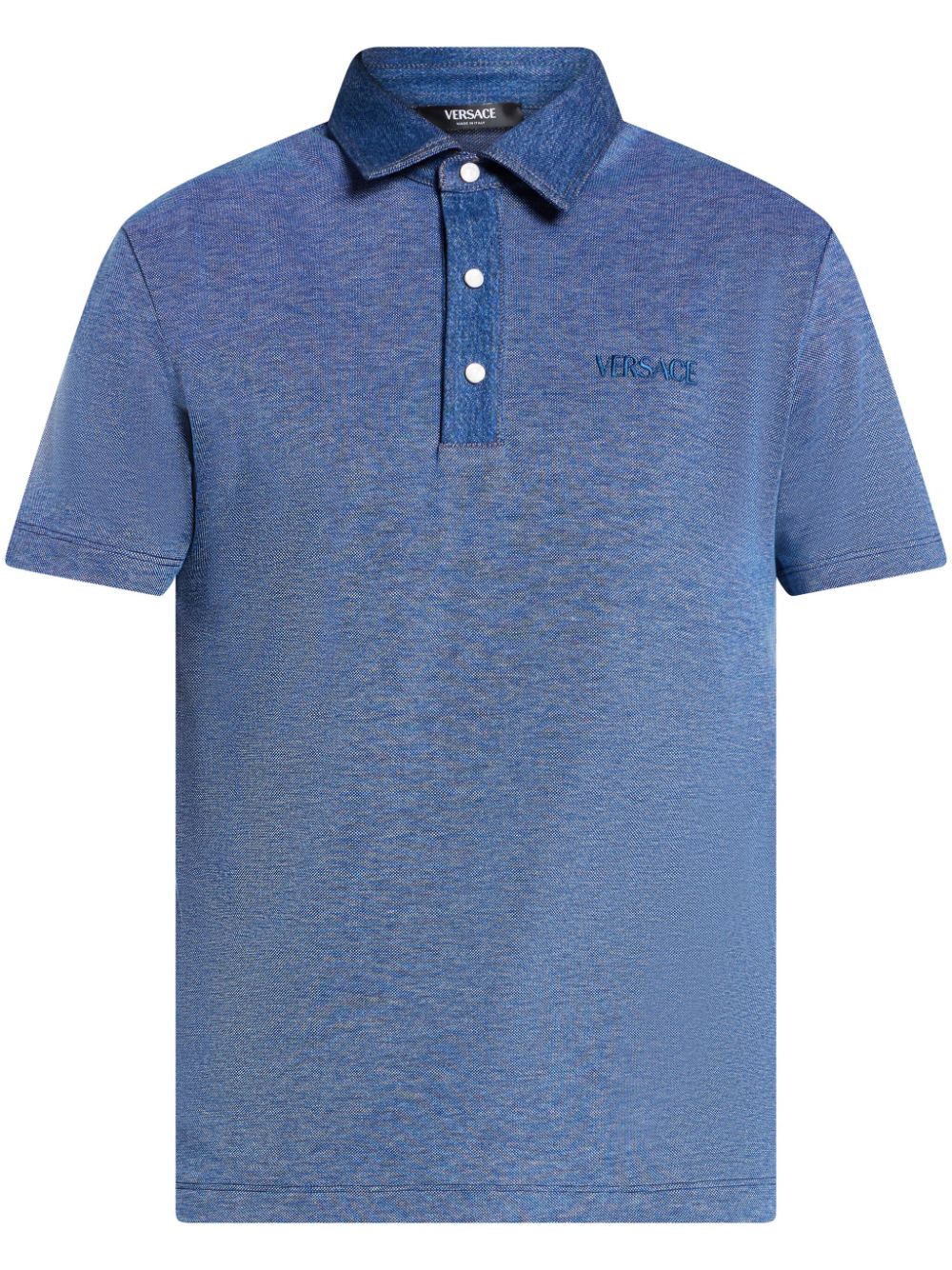 Versace logo-embroidered cotton polo shirt - Blue von Versace